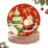 50Pcs Merry Christmas Paper Plates - 7Inch Winter Theme Dessert Plate For Cake Salad Fruit Cartoon Tableware Set Disposable Decoration Supplies For Winter, Christmas Party