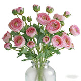5Pcs Artificial Ranunculus Flowers With Silk Flower Real Touch Stem Spray For Home Garden Office Decoration Wedding Diy Arrangements (Light Pink)