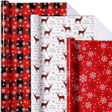 Christmas Wrapping Paper Roll - Red White Black Buffalo Plaid Gift Wrapping Paper For Xmas,Birthday,Seasonal Winter Holiday Party - 3 Mini Roll -17In X 120In Per Roll(42.3 Sqft)