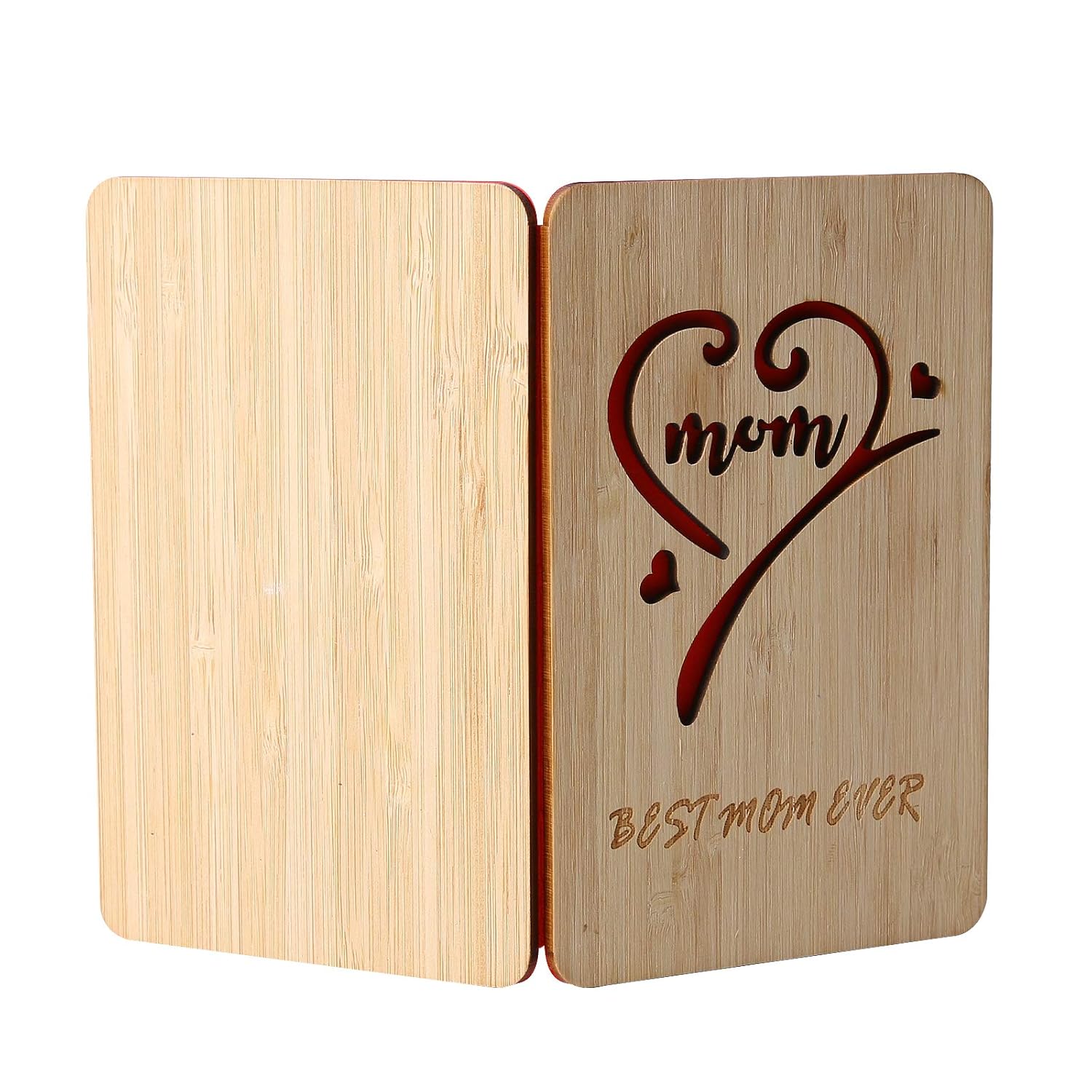 Wooden Mother'S Day Card, Best Mom Ever Birthday Card,Handmade Bamboo Birthday Gifts For Mum/Her/Wife
