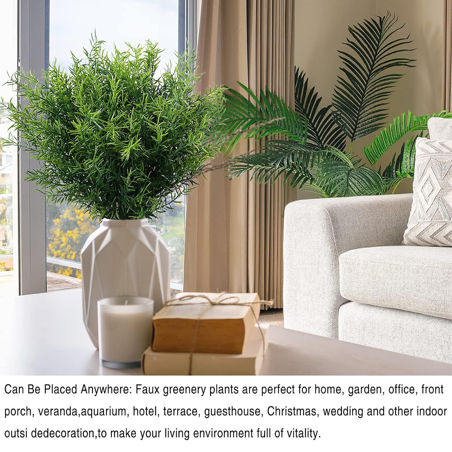 Artificial Plants Flowers Grass Shrubs 8 Pack No Fade Faux Plastic Flowers Outdoor For Farmhouse Garden Porch Patio Indoor Wedding Decoration Greenery Fake Plants Uv Resistant