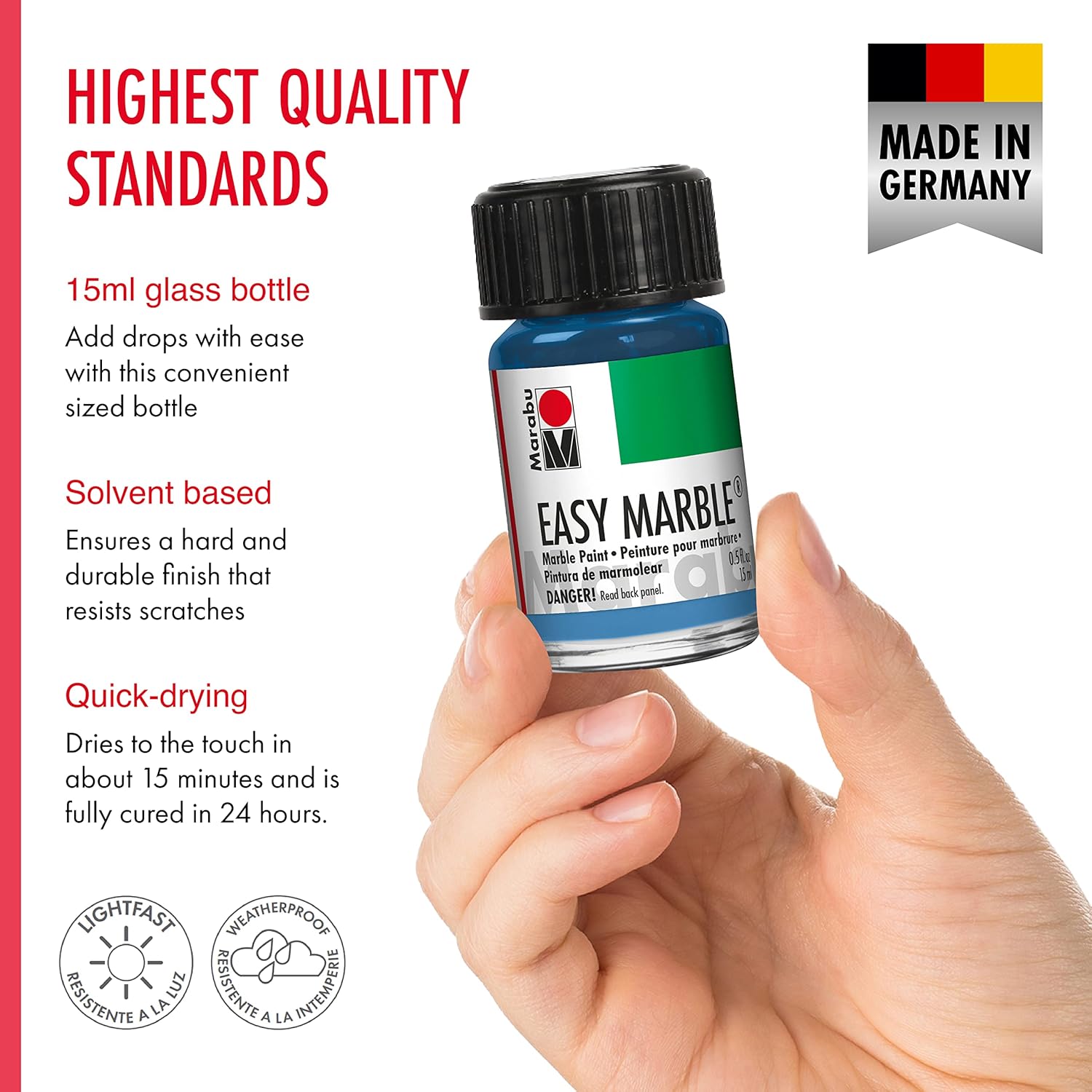 Marabu Easy Marble Paint - Steel Blue - Forge Your Artistic Path with the Strength, Grace, and Cool Elegance of Sleek Steel - 15ml