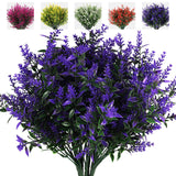 Artificial Greenery Lavender Fake Shrubs Flowers 8 Bundles Uv Resistant Hanging Planter Flora Fence Indoor Outside Decor Wedding Table Flowers Arrangement Bouquet Filler (Purple)