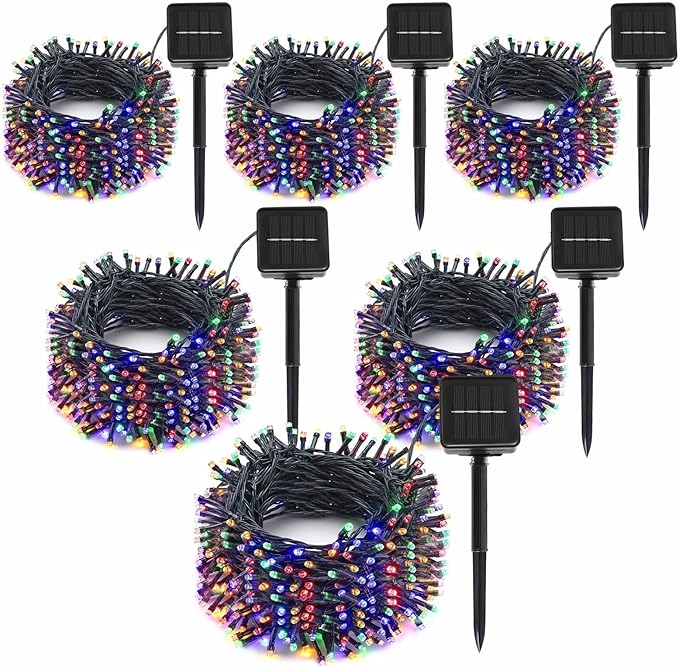 6 Pack 236FT Solar Christmas String Lights 600 LED Multicolor Waterproof Outdoor Lights