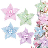 20 Pcs Christmas Pastel Poinsettia Artificial Flowers 6 Inch Candyland Xmas Tree Ornaments Decorations For Christmas New Year Wedding Party Wreath Garland Crafts Decor