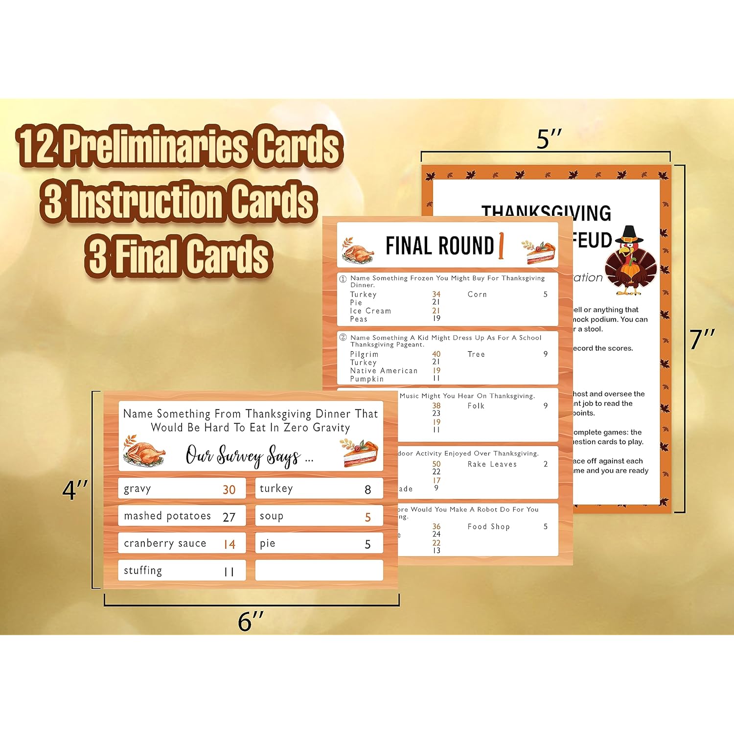 Fall Winter Friendly Feud Game - Family Feud Questions For Adults - Party Games Cards - Thanksgiving Decoration