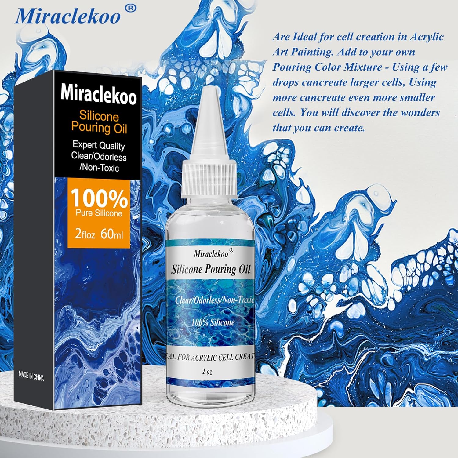 Silicone Pouring Oil Cell Activator Pure Silicone Oil For Cell Creation In Acrylic Paint,2 Ounce