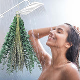 70 Pcs Dried Eucalyptus Stems With Lavender Flowers Bundle For Shower, 17'' Natural Real Live Eucalyptus Leaves Branches Hanging Shower Plant For Spa Home Fragrance Bathroom Table Vase Decor