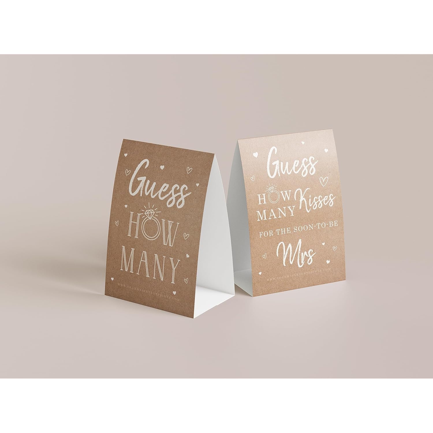Guess How Many Kisses Game For Bridal Shower – Kraft Rustic Bridal Shower Game For The Bride – Includes 1 Self-Standing 5X7 Sign And 50 Guessing Cards – Wedding Shower Party Game For Guests