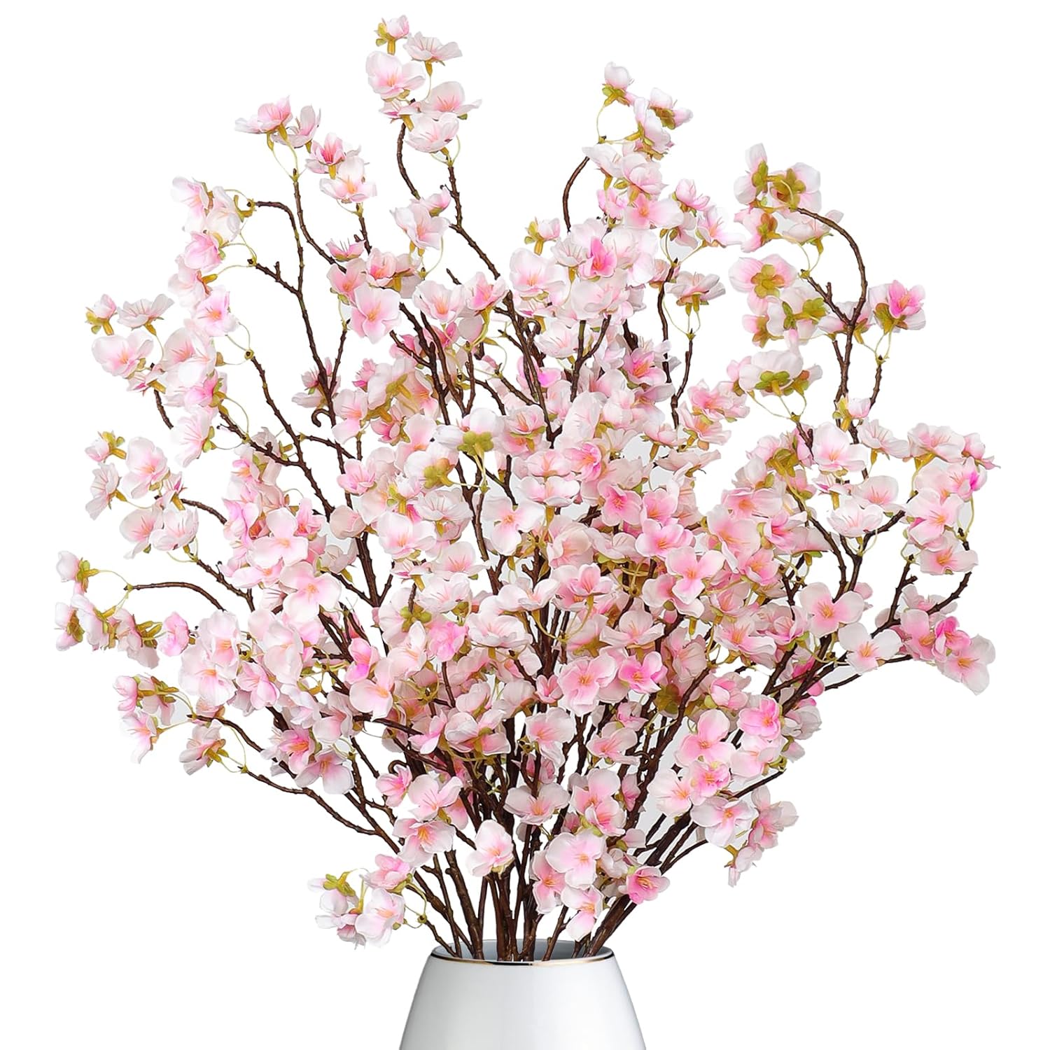 4Pack Artificial Cherry Blossom Flowers 39.3In Faux Cherry Blossom Branches Silk Flowers In Vase Pink Peach Faux Flowers Spring Decor Wedding Party Home Table Vase Decor