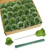Artificial Roses With Stems,30Pcs Green Glitter Roses Silk Roses Artificial Flowers For Crafts Wedding Bouquet Home Decoration(Green)