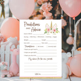 Unicorn Prediction And Advice Cards For Girls - Pack Of 25 - Pink Girl Baby Shower Games, Wishes For New Parents, Mom & Dad To Be, Mommy And Daddy Message, Game Activity Keepsake Book G640-Pdav