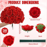 36 Pack Artificial Austin Rose Peonies 4.7 Inch Real Touch Fake Flowers Silk Flowers Faux Fabric Peony With Stems And Leaves For Wedding Centerpiece Home Table Decor Party(Burgundy)