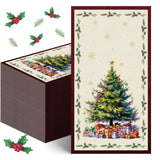 100 Pcs Christmas Thanksgiving Paper Napkins 2 Ply Merry Christmas Fall Thanksgiving Dinner Napkins Disposable Guest Towel For Winter Holiday Cocktail Party Decor Supplies (Warm Gift)