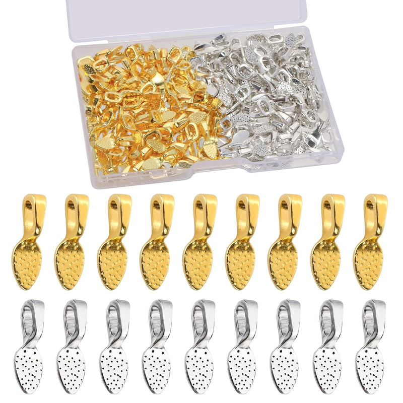 200 Pieces Oval Jewelry Glue On Earring Bails Pendants Spoon Diy Oval Jewelry