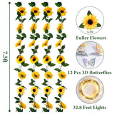4 Pack Sunflower Garland Decor,7.5Ft Artificial Sunflower Vines With Lights,Hanging Fake Silk Flower Garlands For Table Centerpieces Wedding Party Birthday Decorations