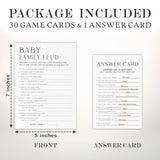 Baby Family Feud Game Kits For Baby Shower - Minimalism Pearl White - 30 Fill In The Blank Game Cards With 1 Answer Card Each Set, Gender Reveal, Gender Neutral?Party Favor & Supplies - A05