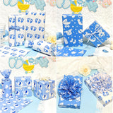 Baby Blue Tissue Paper 28X20 Inch, 30 Sheets Large Baby Boy Gift Wrap Tissue Paper For Gift Bag & Packaging, Cute Elephant Footprint Cloud Print Art Tissue For Baby Shower, Birthday, Anniversary Craft