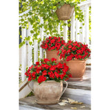 Artificial Red Impatiens Flowers For Outdoors, Uv Resistant Faux Bushes, 15.74 Inches, 4 Bundles, Spring Summer Patio Garden Decor