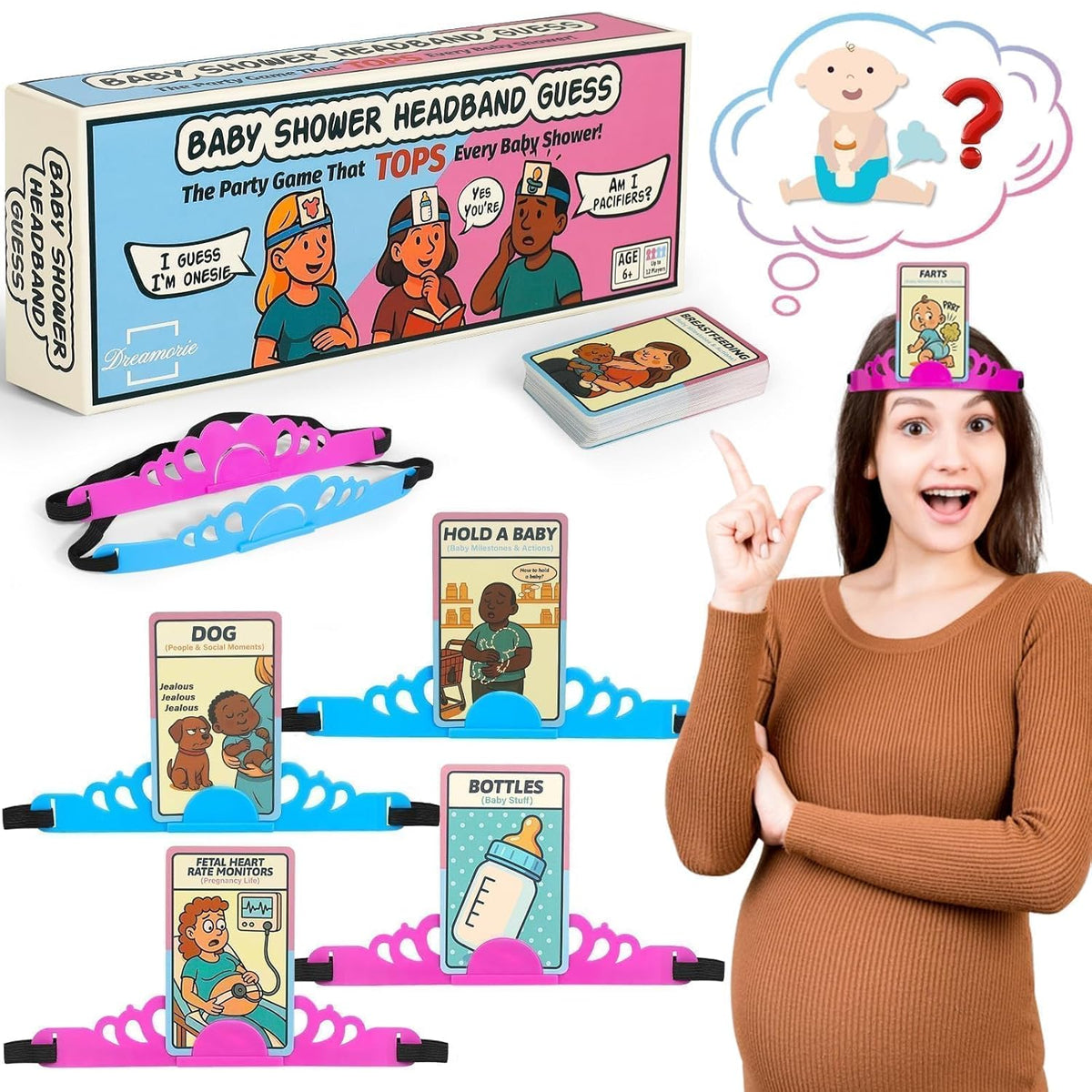 Baby Shower Hilarious Phrase Guess Games For Guests, Funniest Babyshower Activities Ever, Gender Reveal Party Icebreaker Game, Unique Baby Theme Headband Guessing For Boys And Girls