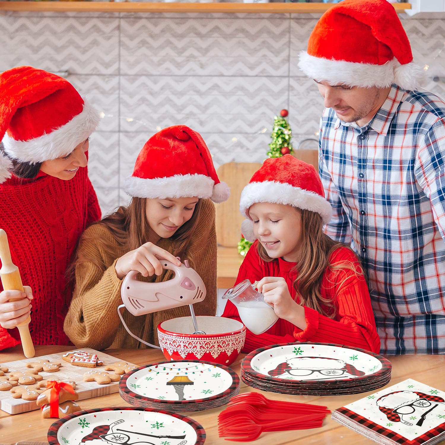 Christmas Plates Napkins Tableware - 96Pcs Funny Xmas Movie Party Forks Dinnerware Set Decorations Supplies, Winter Story Themed Disposable Tableware Favor For Christmas Holiday (24 Guests)