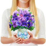 Violets Bouquet Pop Up Cards,Flower 3D Greeting Card With Envelope For Any Occasion, Birthday, Mother'S Day, Anniversary, Valentines Day, Flower Cards For Friends