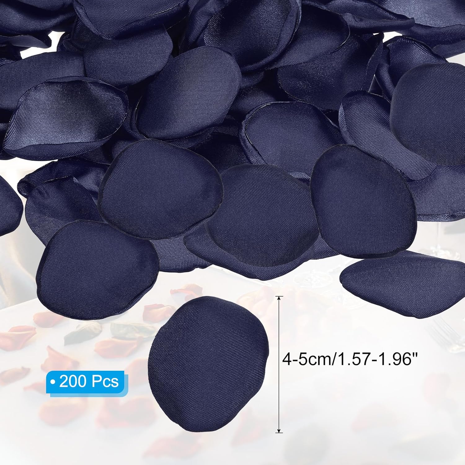 Silk Rose Petals, 200 Pcs Artificial Flower Petals Fake Rose Petals For Wedding Aisle Scatter Bridal Shower Table Decor Romantic Night Decoration, Navy Blue