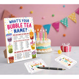 Bubble Tea Decorations For Birthday Party Game, What Is Your Bubble Tea Name,6×8 Wooden Play Sign With Stand And 30 Name Stickers Set