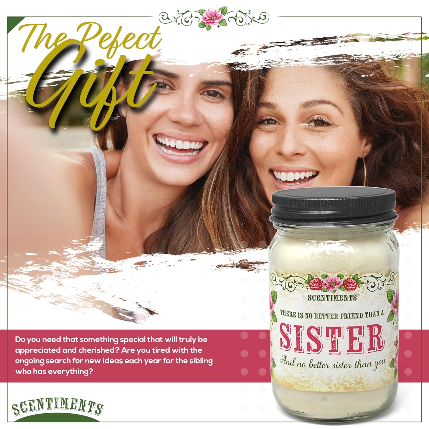 16Oz Cinnamon Scented Soy Candle – Rustic Mason Jar Candle Gift For Mom Or Sister, Highly Scented & 80+ Hour Clean Burn