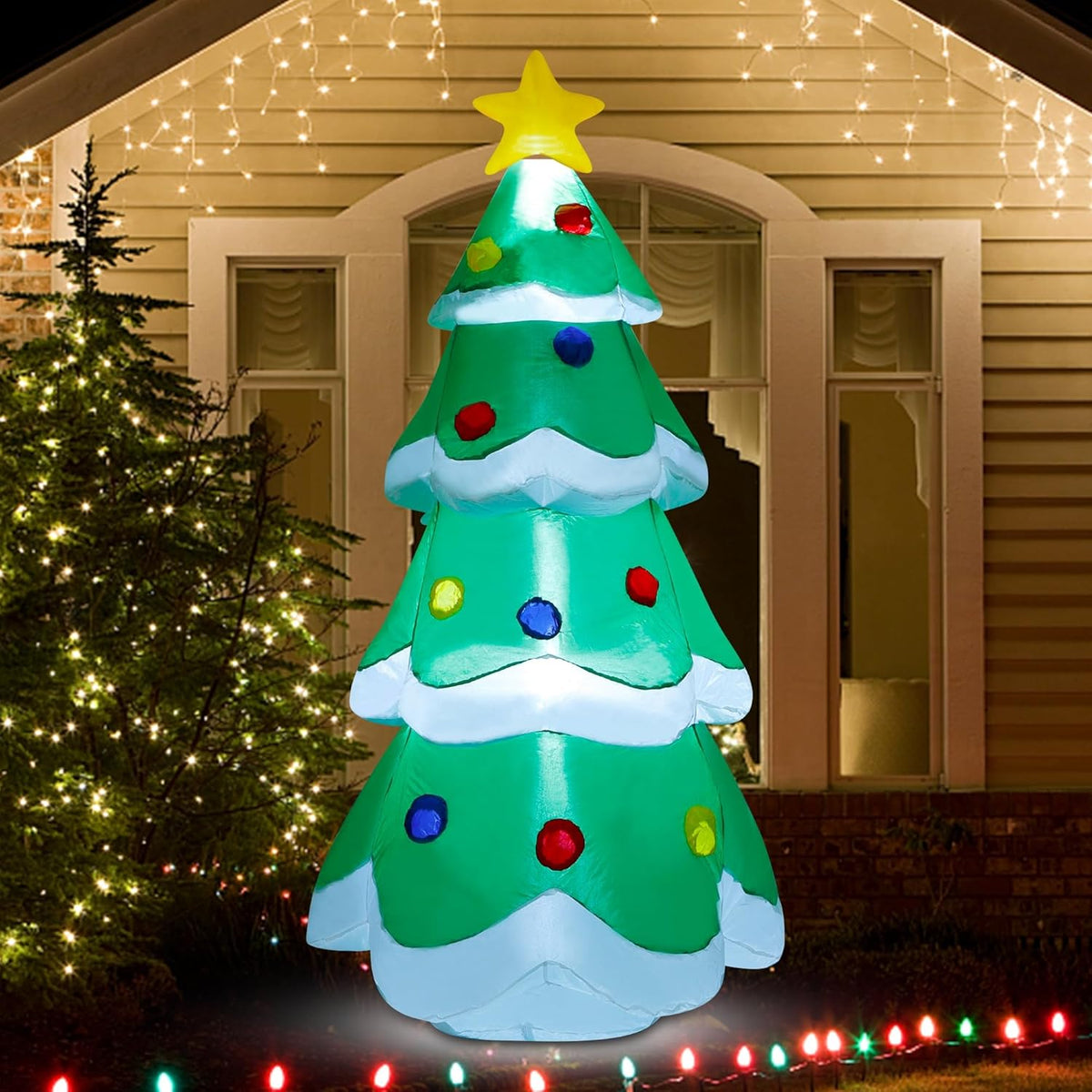 5 Ft Inflatable Christmas Tree, Led Light Up Xmas Tree Blow Up Decorations For Christmas Party Indoor Outdoor Yard Garde