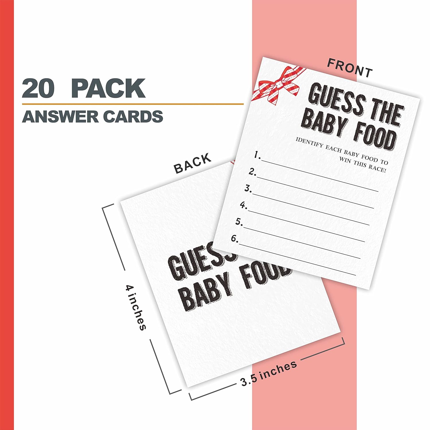Bow Knot Guess The Baby Food Party Game, Baby Shower Game Kit,1 Standing Sign, 20 Answer Cards & 6 Number Cards, Baby Shower Decorations?Party Favor And Supplies-Swlk-B09