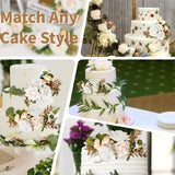3Pcs Cake Flowers Toppers - White & Champgne Artificial Roses Flower Arrangements, Cake Decorations For Wedding Birthday Baptism Christmas Party