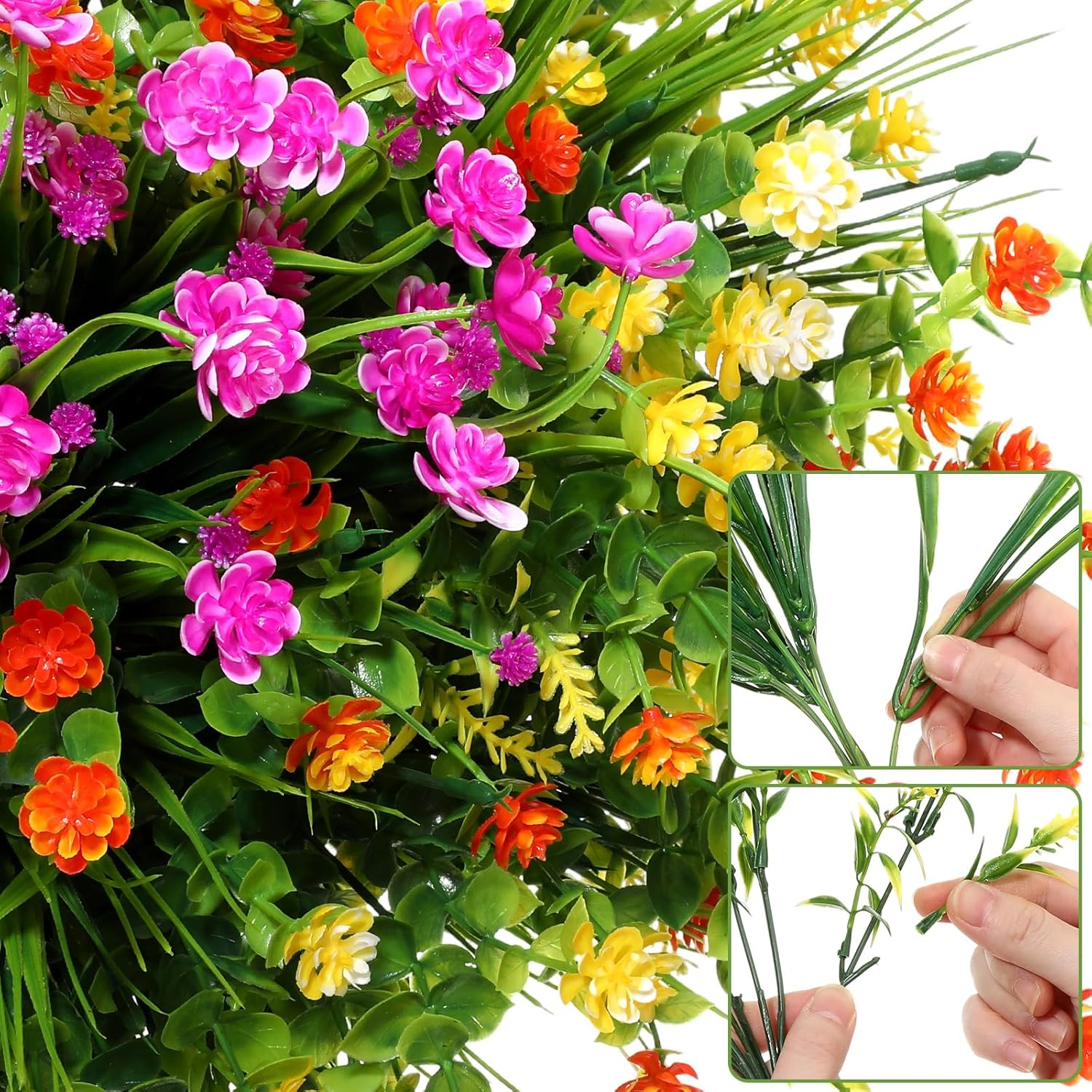 36 Bundles Artificial Flowers For Outdoor Uv Resistant No Fade Fake Plastic Flowers Greenery Shrubs Plants For Wedding Garden Patio Porch Window Home Hanging Decor