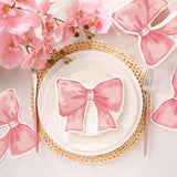50 Pcs Pink Bow Paper Napkins Bowknot Shaped Coquette Bow Napkins For Halloween Christmas Coquette Party Supplies Bachelorette Decorations Bridal Engagement Baby Shower Tea Party