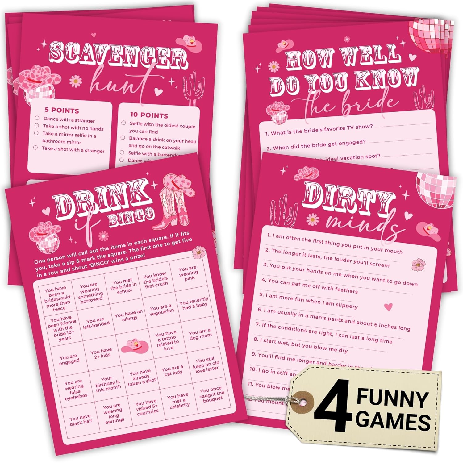 Funny Bachelorette Party Games - Bachelorette Games For Parties Scavenger Hunt, Bach Game Bachelorette Bingo Card Games For Bridal Shower Game