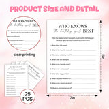 Birthday Party Games, Who Knows Her Best, 25 Pcs Card Set For Guests, Fun Birthday Game For Teen Adults – A05