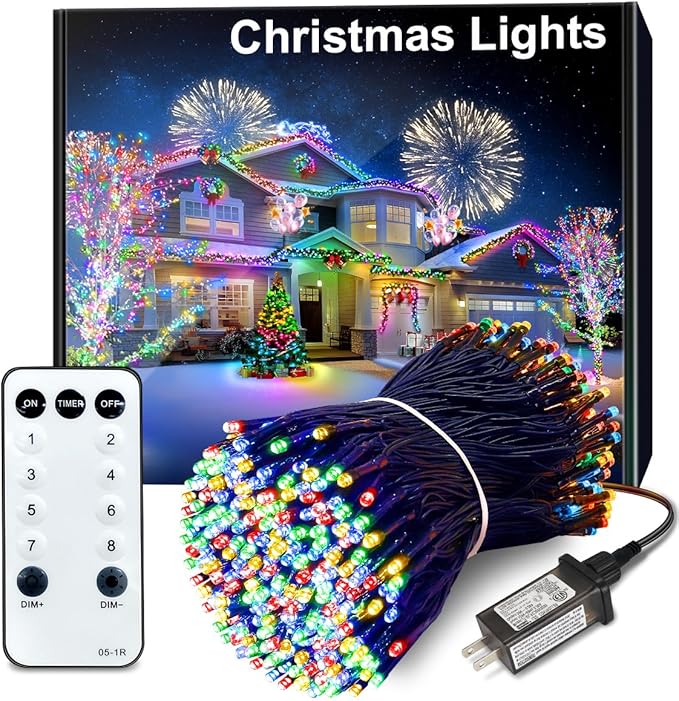 Christmas Car Multicolor Lights 213FT 600 Led Battery Operated Remote Control String Lights Waterproof 8 Modes