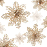24 Pieces Glitter Poinsettia Flowers Christmas Tree Ornaments, Glitzy Poinsettia Bushes Christmas Decorations For Xmas/Holiday/Seasonal/Wedding (Champagne)