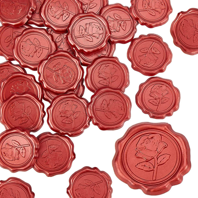 Adhesive Wax Seal Stickers 25Pcs Red Rose Wax Seal Sticker For Envelopes Decor