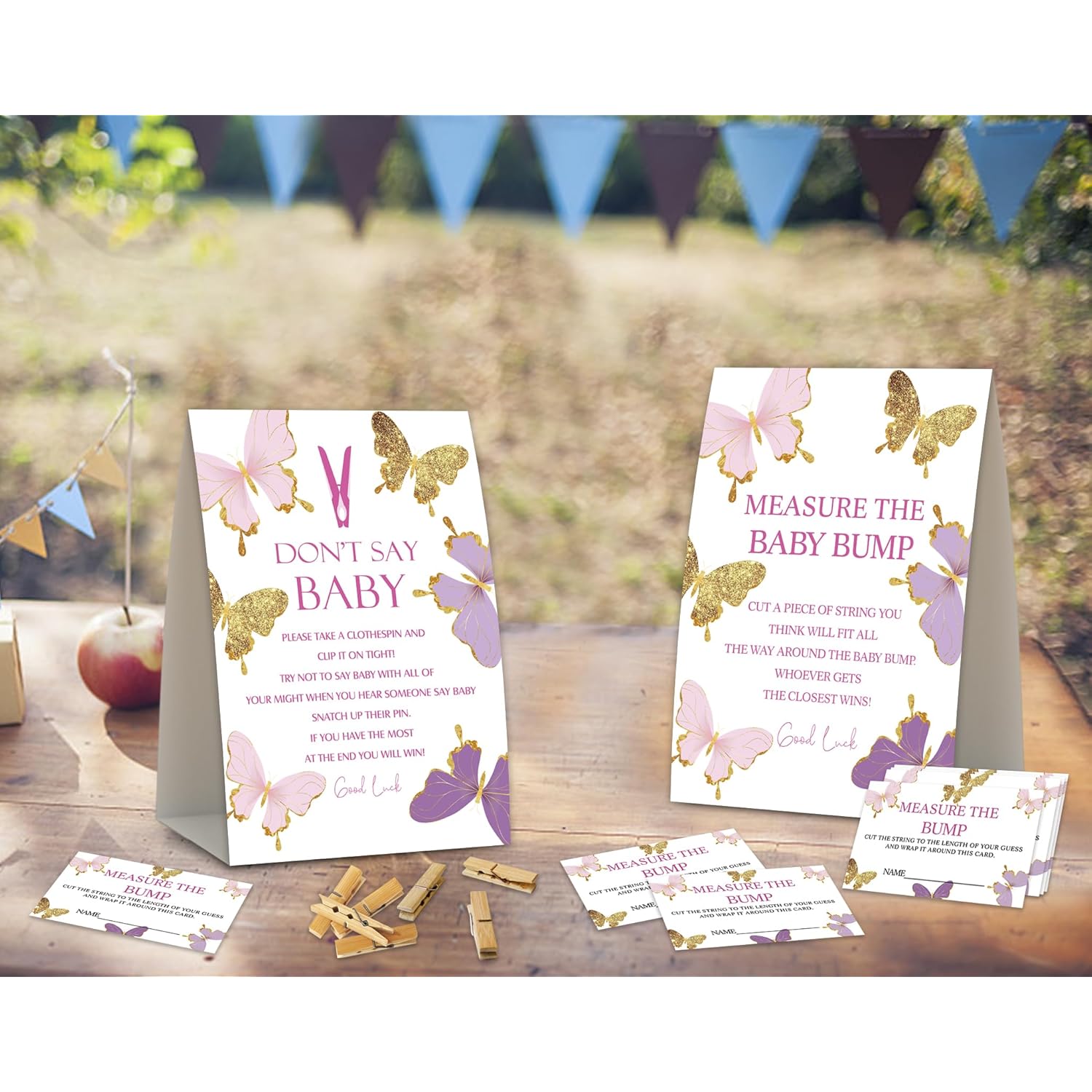 2 Butterfly Baby Shower Game,Don'T Say Baby Clothespin Games,Measure The Baby Bump,Baby Shower Decorations,Baby Shower Game Gender Neutral,Baby Shower Package,Funny Baby Shower Games-6