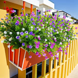 Artificial Flowers Outdoor Uv Resistant 8 Bundles Faux Flower And Plants Plastic Fake Greenery Shrubs For Outside Planter Porch Window Boxes Garden Decoration