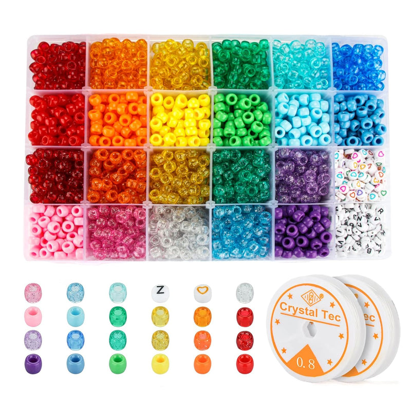 3600Pcs Kandi Beads Bracelet Making Kit, 9Mm Pony Beads For Bracelets