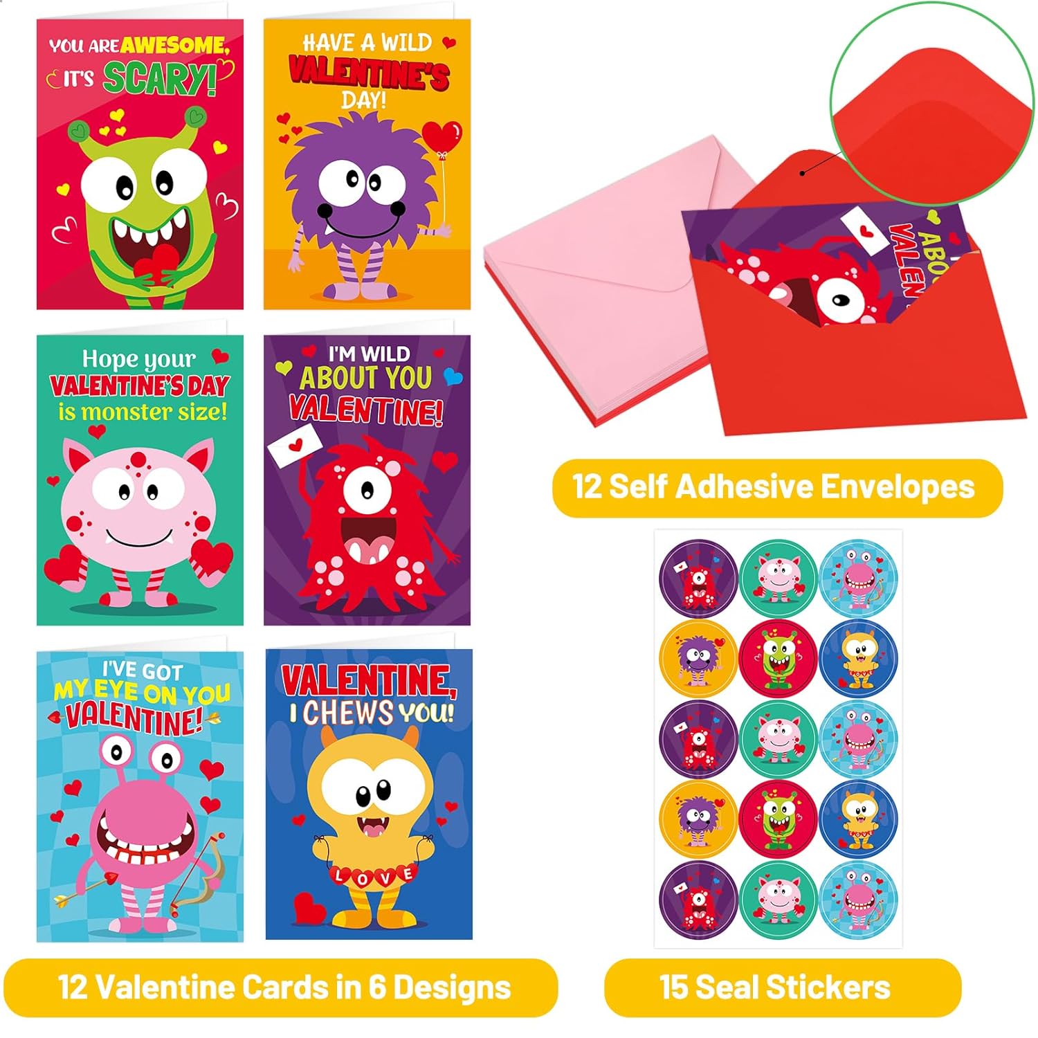 Valentines Day Cards Valentine Cute Greeting Card With Envelopes For Kids Holiday Gift School Classroom Exchange Supplies Party Favors 12Pcs