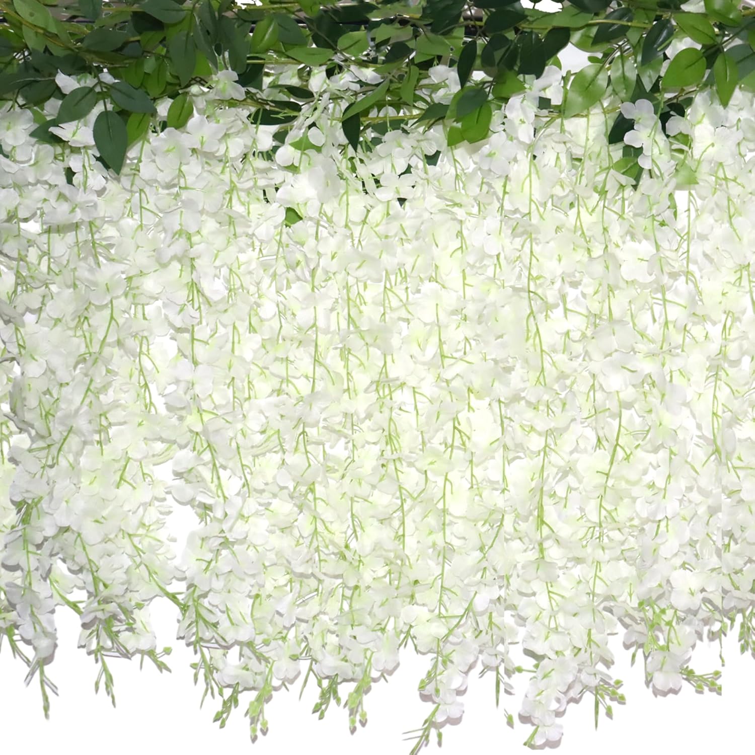 60 Branches Wisteria Hanging Flowers, Artificial White Wisteria Flowers Garland For Wedding Arch Ceremony Party Garden Home Backdrop Decor