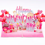 Happy Valentines Day Cats Pop Up Card, Hearts, Presents, Valentine'S Day, Love 3D Popup Greeting Cards, Lovely Gifts For Wife, Husband, Lovers, Kids, 5X7 - Includes Envelope And Message Note