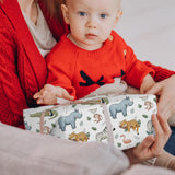 White Animals Wrapping Paper For Kids - Jungle Safari Gift Wrap With Cute Tiger, Zebra, Rhino, Monkey, Crocodile Design For Kids’ Birthday, Baby Shower - 28×40 Inches, 4 Folded Sheets