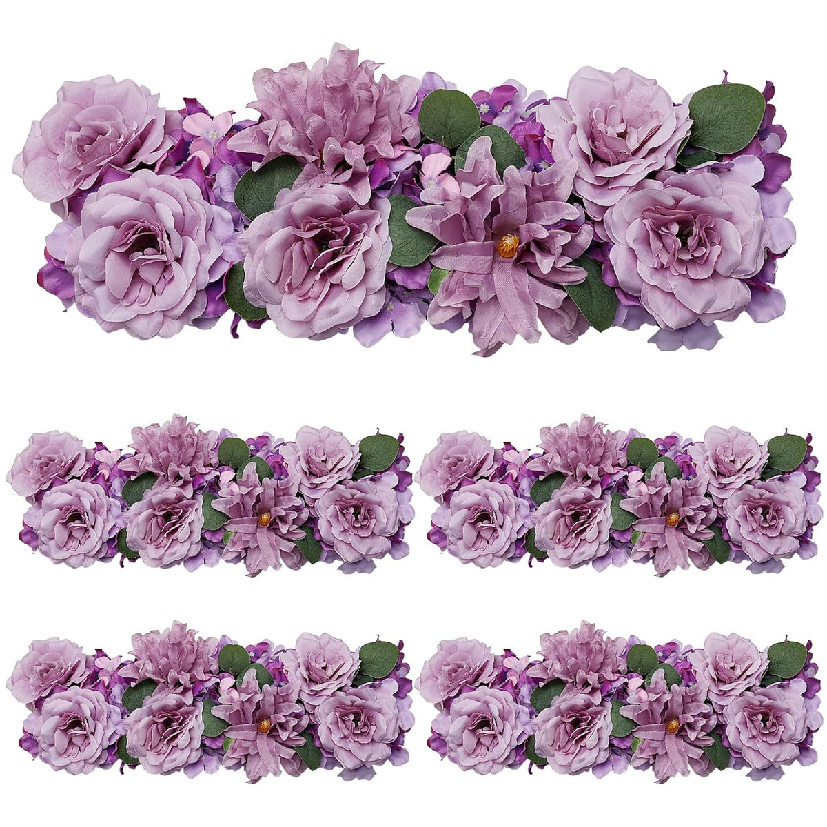 Wedding Arch Decorations, 18 Inch Pack Of 4 Artificial Flower Table Centerpieces Floral Arrangement For Wall Backdrop Party Bridal Shower Event Decor - Dusty Purple