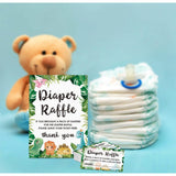Diaper Raffle Baby Shower Game Set(1 Standing Sign + 50 Finding Cards), Dinosaur Theme Diaper Raffle Tickets For Baby Shower, Safari Jungle Gender Reveal Party Favor Decor - A19