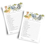 Jungle Baby Shower Games - Gender Neutral Word Scramble - Fun Activities For Guests With Prizes - Safari Animal Theme - Ideal For Boys Or Girls - 25 Pack