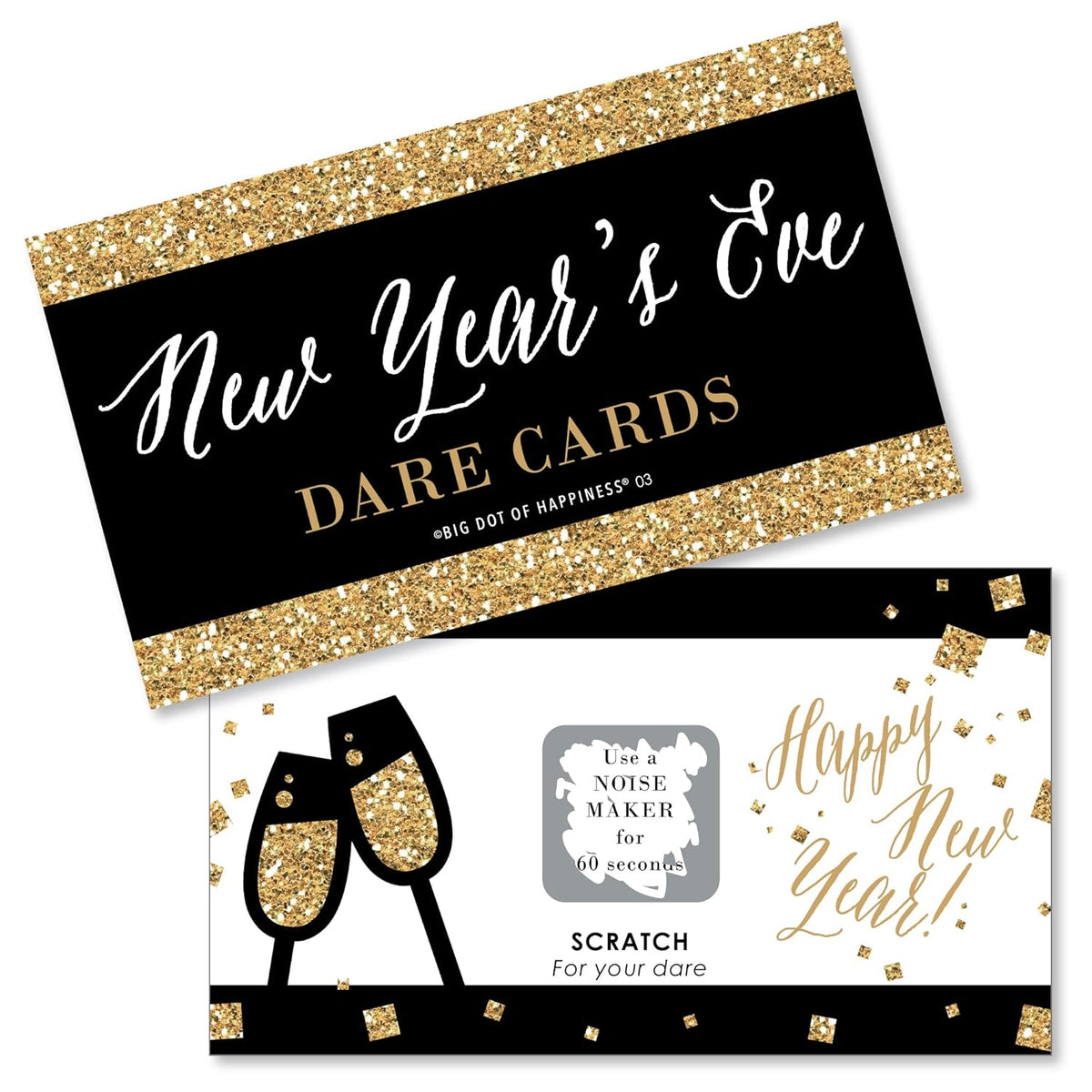 Big Dot of Happiness New Year's Eve - Gold - New Years Eve Party Game Scratch Off Dare Cards - 22 Count
